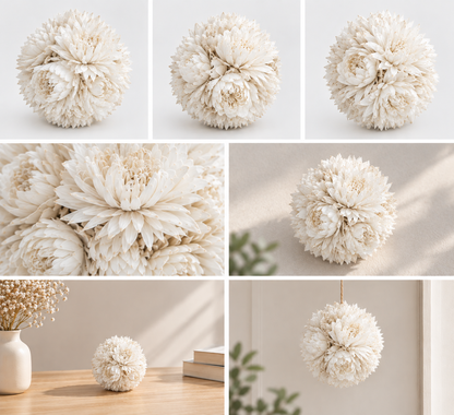 Sphère de fleurs séchées — Blanc