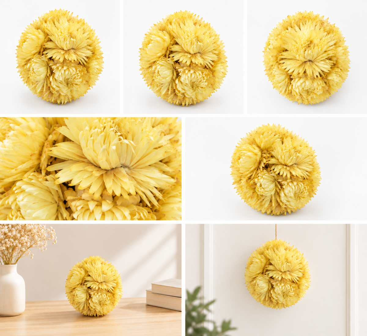 Sphère de fleurs séchées — Jaune